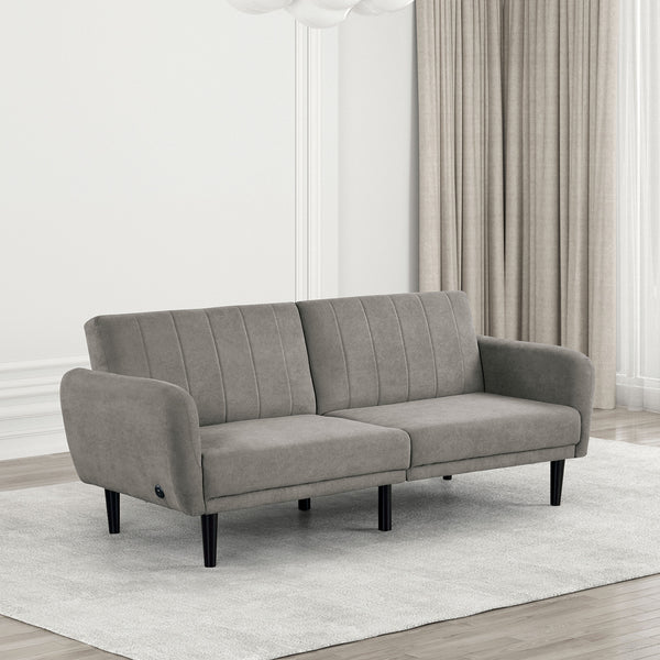81" Gray Tufted Futon Sofa Bed with Pocket Coils
