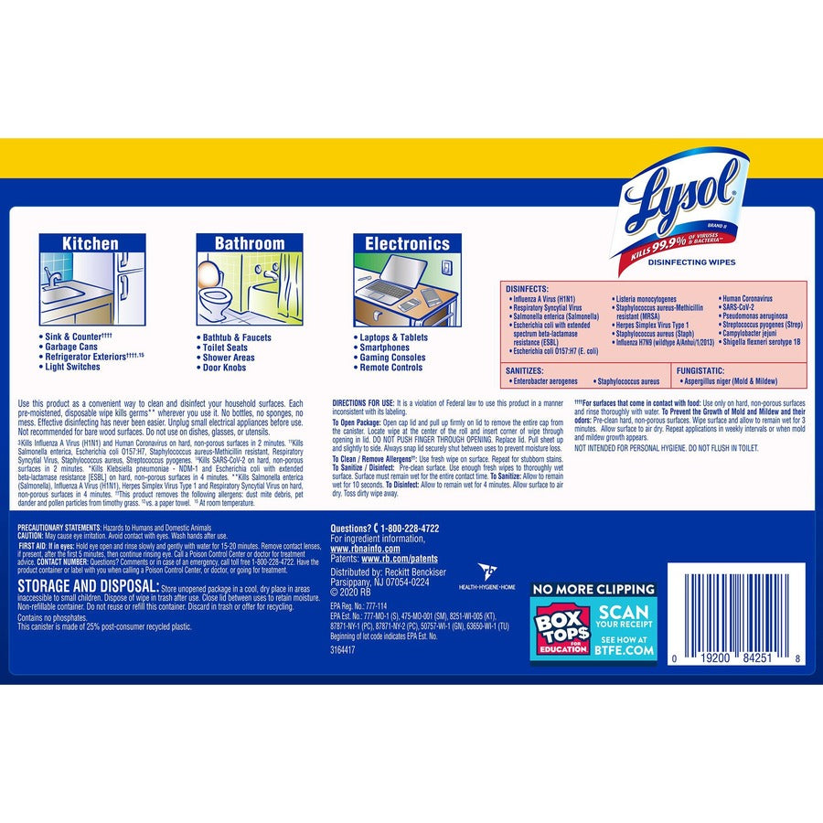 Lysol - 80-Count Lemon and Lime Blossom Scent Disinfecting Wipes (3-Pack)