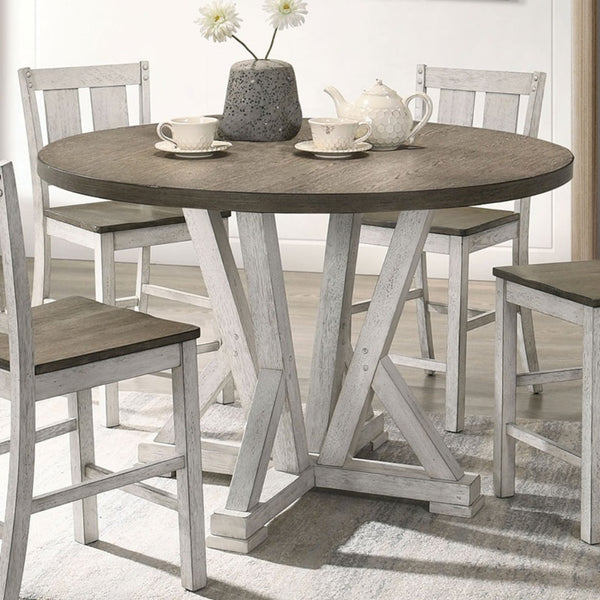 Antique White Rustic Counter Height Dining Table - 1pc Two-tone Design