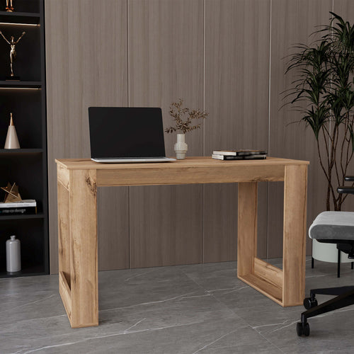 Computer Desk with Shelf, 47" Small Space Writing Desk, Smokey Oak