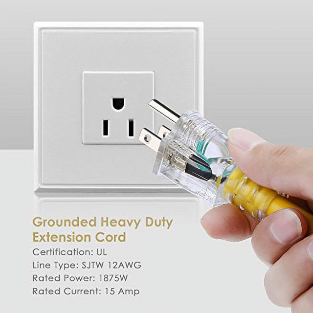 SIMBR 50 英尺擴展室外 12 號照明,15 安培 -3 插座黃色