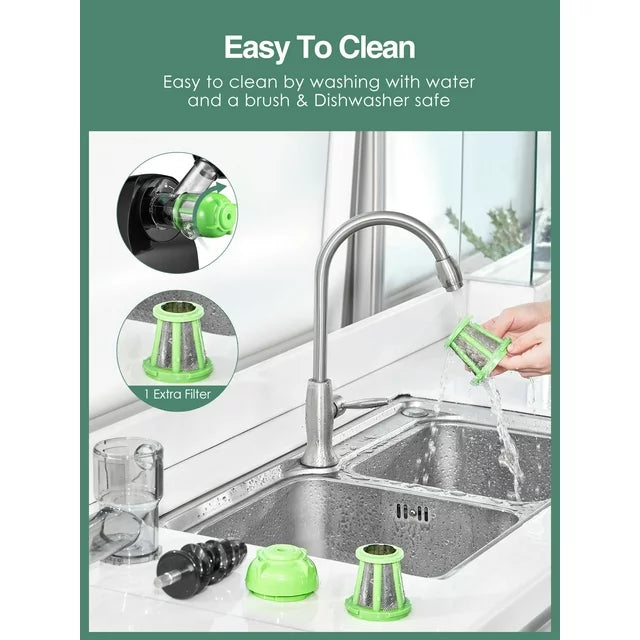 Aicok Juicer Machines, Slow Masticating Juicer Extractor Easy to Clean, Cold Press Juicer with Brush, Juicer with Quiet Motor & Reverse Function, for High Nutrient Fruit & Vegetable Juice