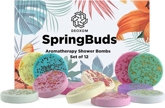 Deoxom Shower Bombs- Natural, Vegan - Shower Steamers- Beauty Essentials for Women- Stress-Relief Shower Bombs- Colorful Essential Oil Shower Steamers
