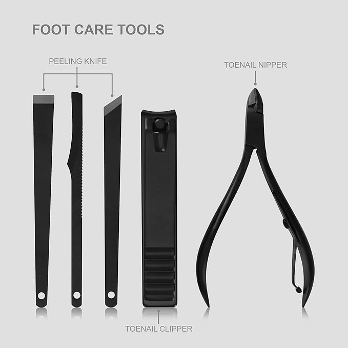 Utopia Care 15-Set Manicure Kit Nail Clippers for Men and Women, Manicure Set with Nail Kit, Pedicure Kit Grooming Kit with Luxurious Travel Case - Black