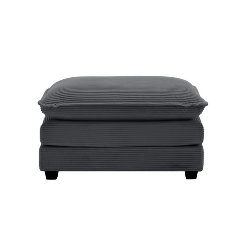 Corduroy Ottoman Footstool for 2, 3 or 4 Seater Sofa, 37" Retro Upholstered, Grey