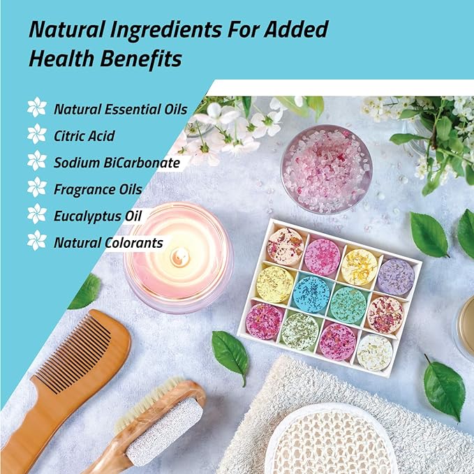 Deoxom Shower Bombs- Natural, Vegan - Shower Steamers- Beauty Essentials for Women- Stress-Relief Shower Bombs- Colorful Essential Oil Shower Steamers