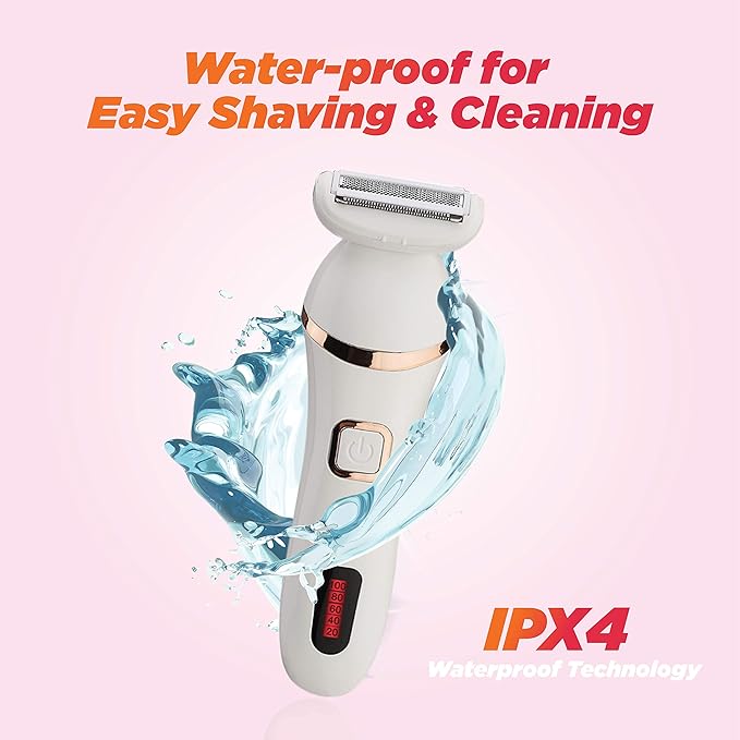 Electric Razor for Women - Womens Shaver Bikini Trimmer Body Hair Removal for Legs and Underarms Rechargeable Wet and Dry Painless Cordless with LED Light, Blue