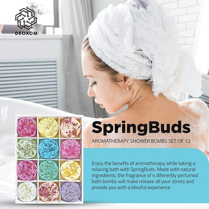 Deoxom Shower Bombs- Natural, Vegan - Shower Steamers- Beauty Essentials for Women- Stress-Relief Shower Bombs- Colorful Essential Oil Shower Steamers