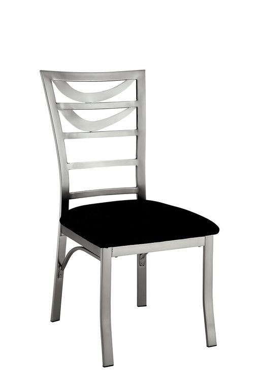 Contemporary Dining Side Chairs Set of 2 with Ladder Back and Padded Seat, Metal Frame