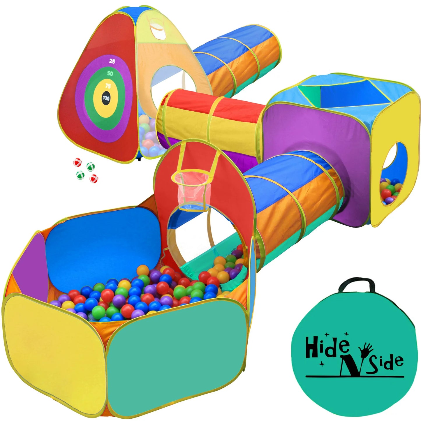 Ball Pit, Play Tent and Tunnels Gift Set for Kids, Boys and Girls, by Hide-N-Side