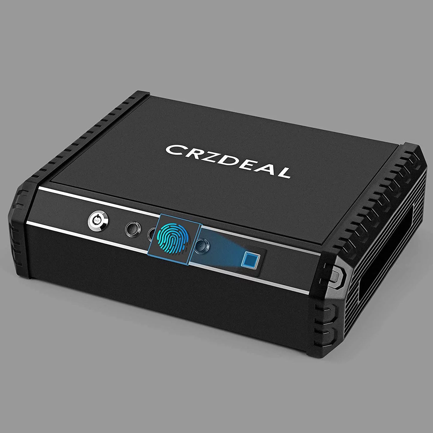 Crzdeal 指紋手槍保險箱,快速存取手槍保險箱,適用於家用、汽車、床頭櫃,黑色