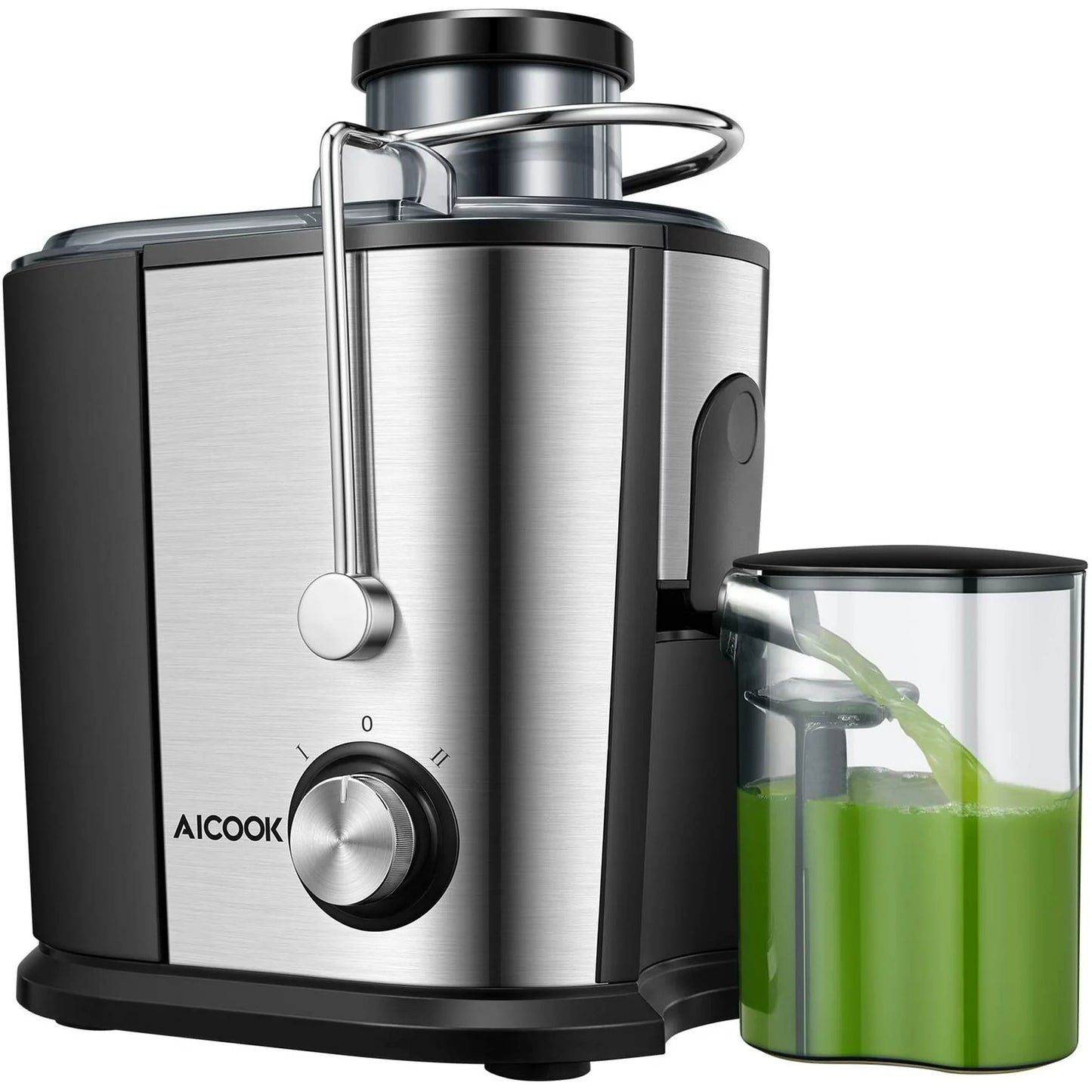 榨汁機廣口榨汁機,Aicook 榨汁機不含 BPA 緊湊型水果和蔬菜榨汁機,具有不滴水功能的雙速離心榨汁機,易於清潔的不銹鋼榨汁機