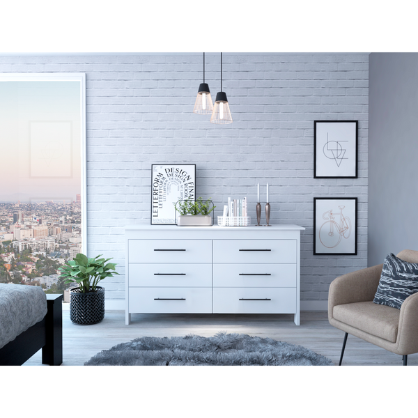 HMS White 6-Drawer Double Dresser