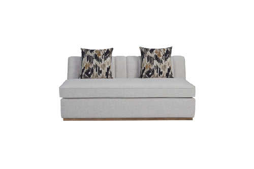 Armless Loveseat with Channel Back, 70" Upholstered Settee with Padded Sides, Off-White Polyester