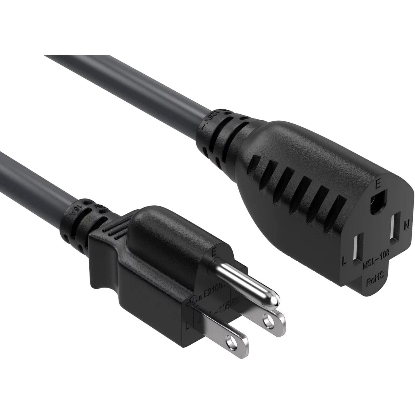 Simbr 2 英尺 14 AWG 3 插腳插座保護電源延長線 NEMA 5-15P - 2 件裝