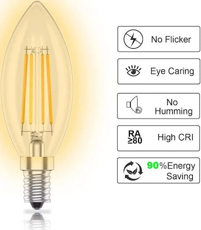 Albrillo E12 燈泡 4 件燭台 LED 燈泡,4w 2700k Ll-lb3 相當於 40w