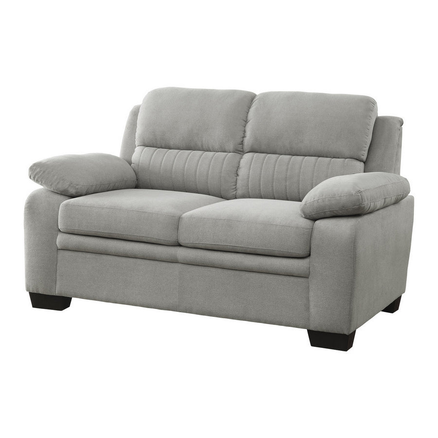 Hugh 58" Gray Upholstered Loveseat with Pillow-Top Arms