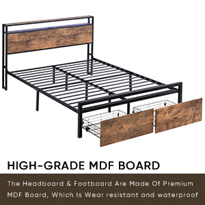 Full Black & Brown LED Storage Platform Bed - product image 20