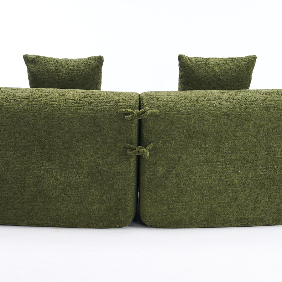 110-inch forest green chenille U-shaped sectional sofa - view 10