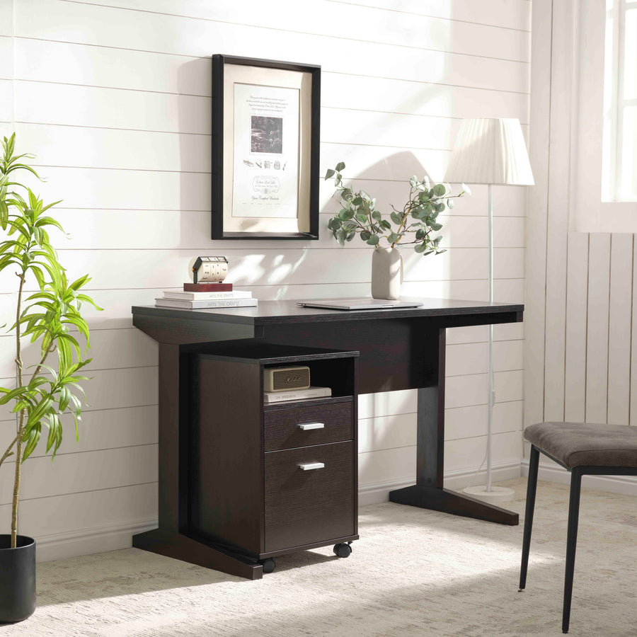47" Espresso Desk with Mobile Locking File Cabinet - product image 2