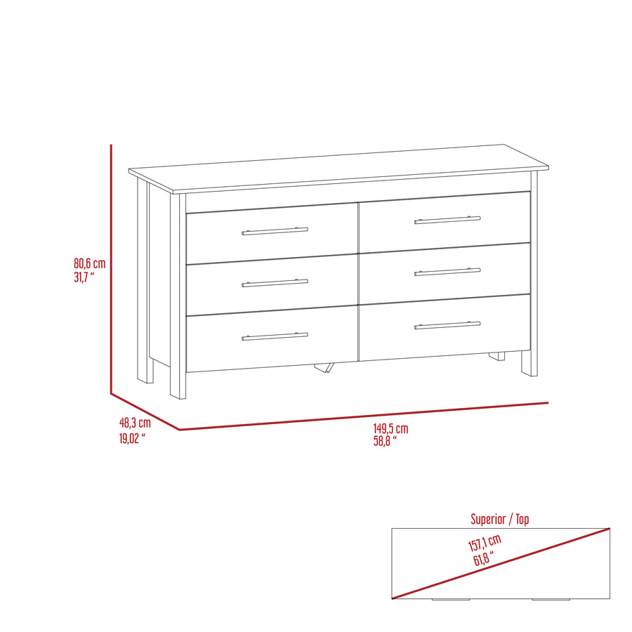 HMS White 6-Drawer Double Dresser — alternate view 7