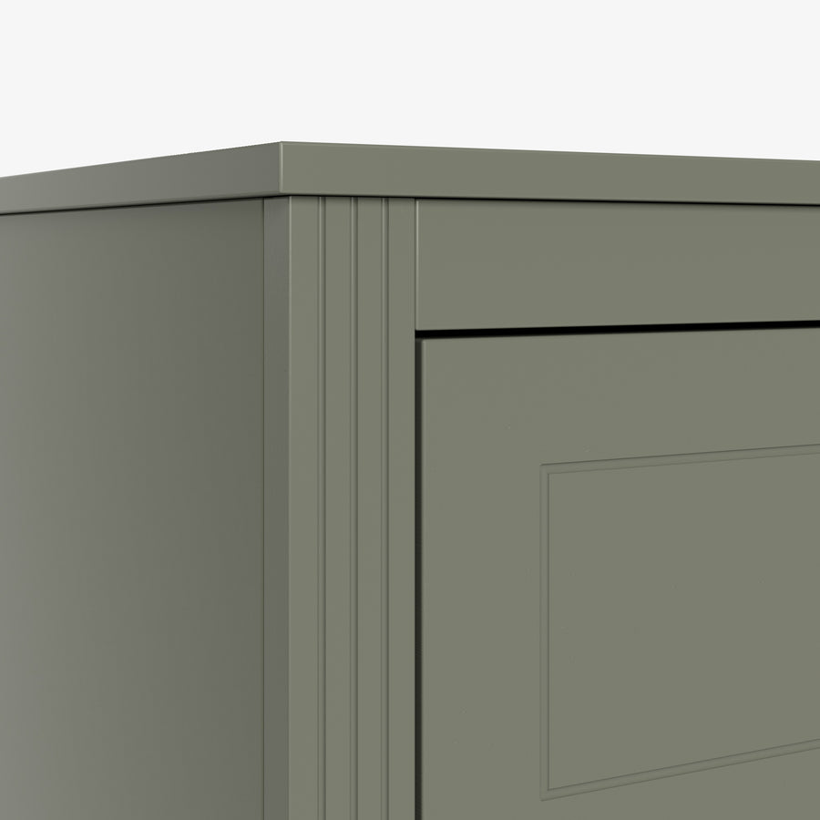 Mid-Century 6-Drawer Double Dresser with Metal Handles and Solid Wood Legs, Olive, view 11