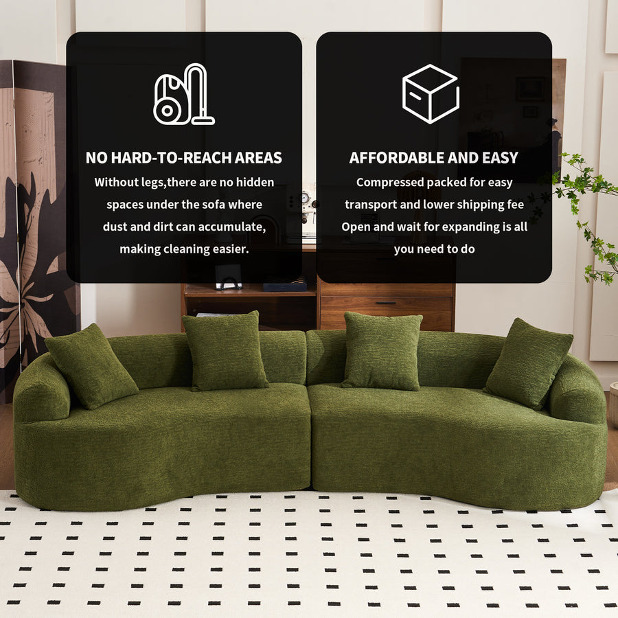 110-inch forest green chenille U-shaped sectional sofa - view 9