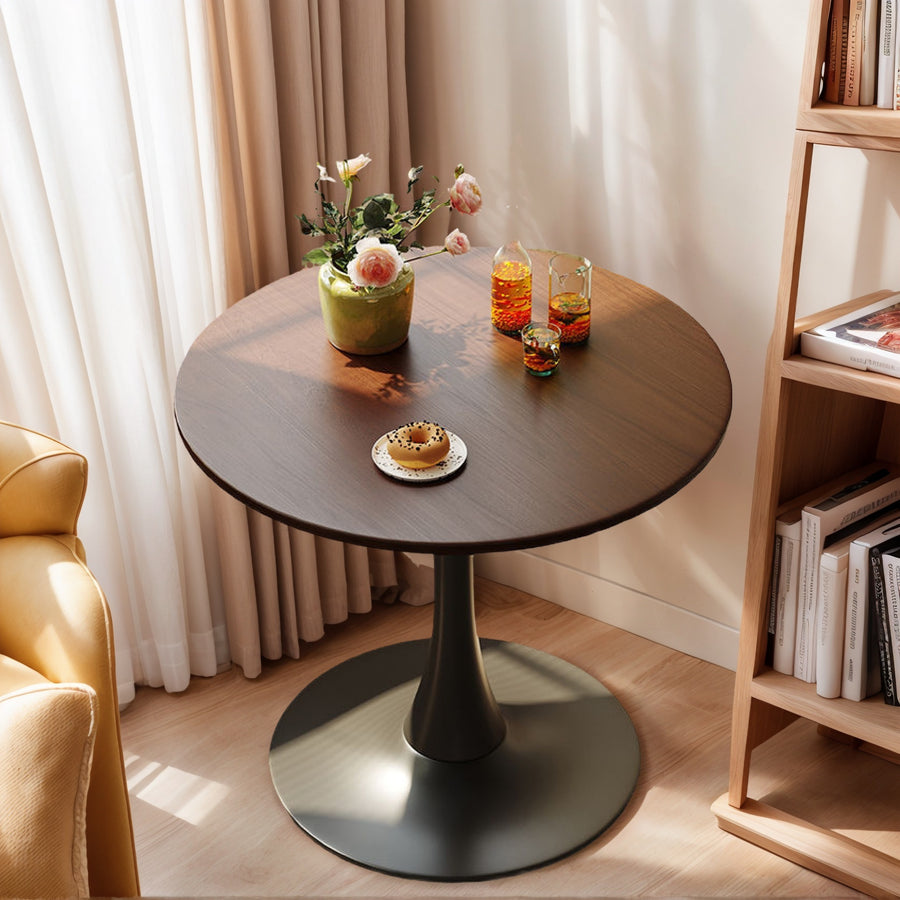 Round Counter Height Dining Table with Built-in Leaf & Shelf - 1pc Solid Wood Gray Finish