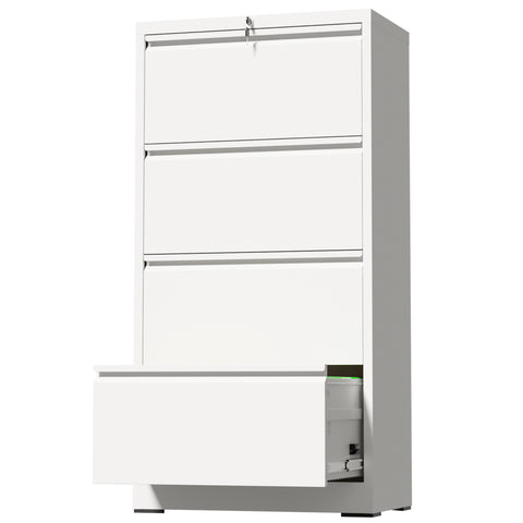 4-Drawer Lateral File Cabinet with Lock, White, view 10
