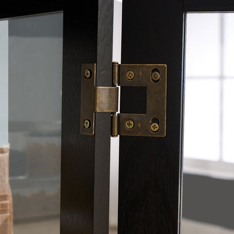 Lighted Curio Cabinet with Tempered Glass Doors and Mirrored Back, Black, view 15