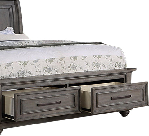 Vintage Queen Sleigh Bed with Under-Bed Storage Drawers, Antique Gray, view 8