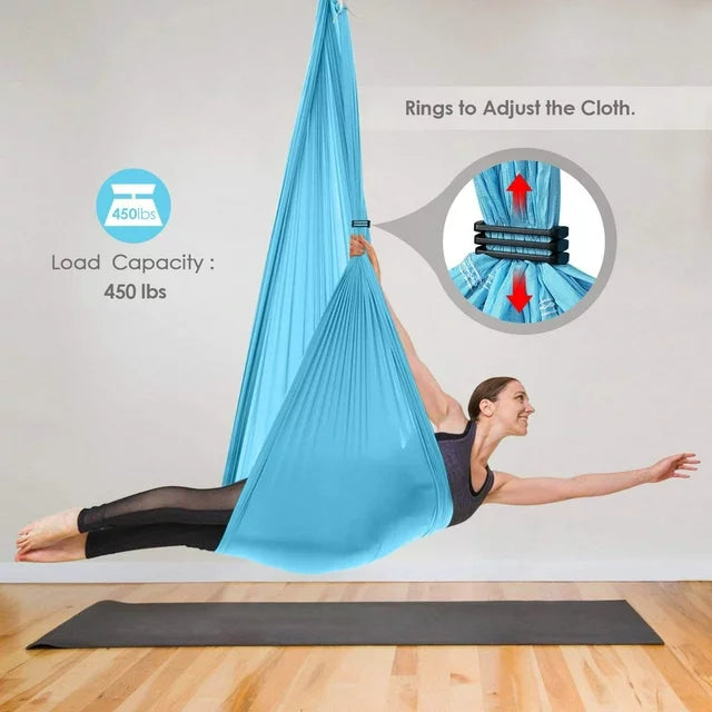 Aerial Yoga Flying Yoga Swing Yoga Hammock Trapeze Sling Inversion Tool for Gym Home Fitness Blue