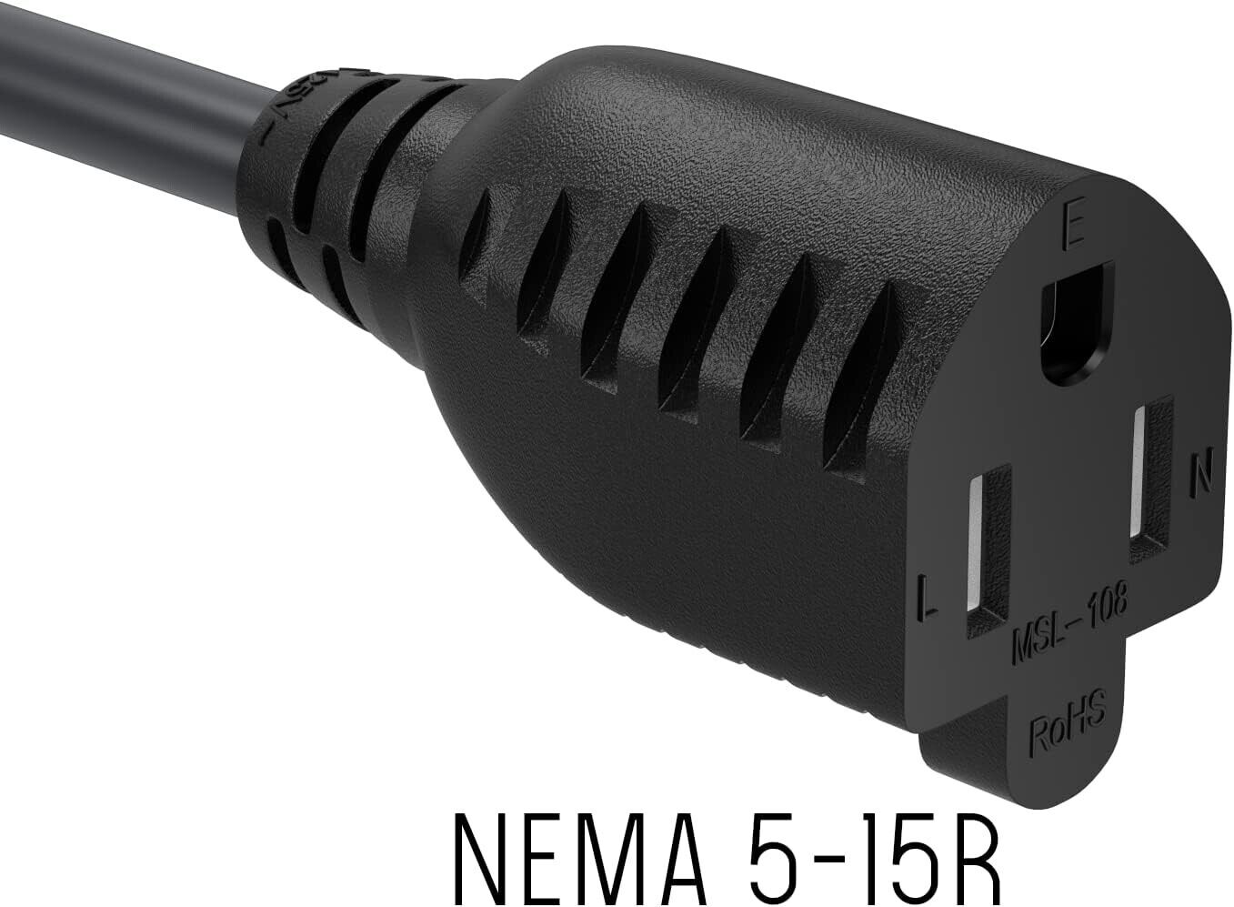 Simbr 2-ft 14 AWG 3-prong Outlet Saver Power Extension Cord NEMA 5-15P - 2 Pack