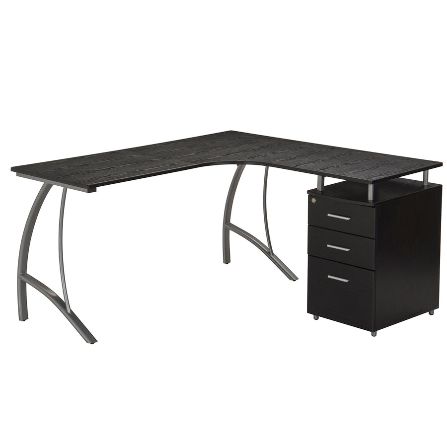 59" Espresso L-Shaped Desk with File Cabinet - product image 5