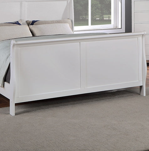 Modern Queen Sleigh Bed with Curved Headboard and Footboard, White, view 4