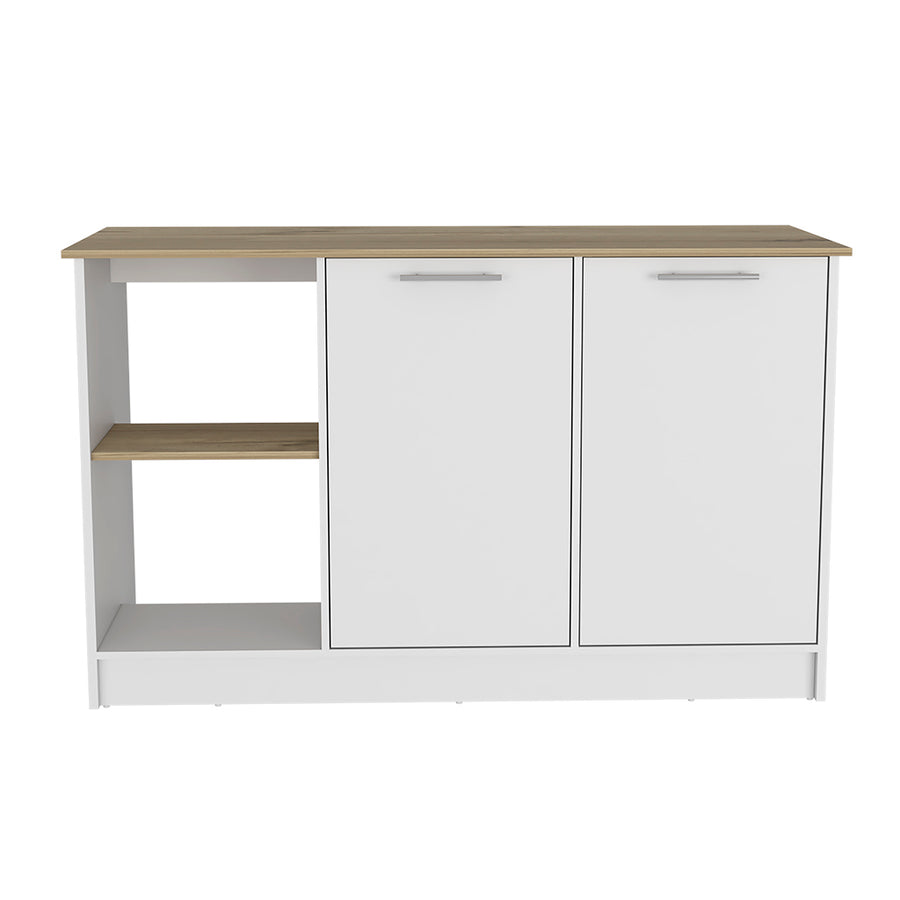 59" Light Oak & White Kitchen Island with Storage - product image 2