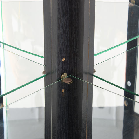 Lighted Corner Curio Cabinet with Glass Doors and Mirrored Back, Black, view 9