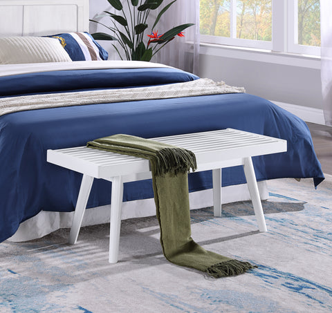 Larwich 实木条板长凳，41.30 英寸长，白色