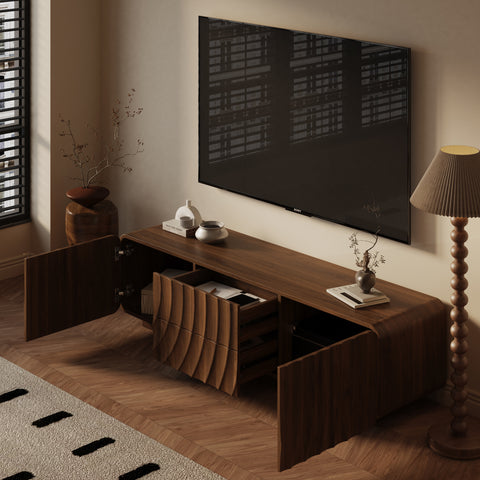 Spiral Wave TV Stand for TVs Up to 65", Walnut, view 4