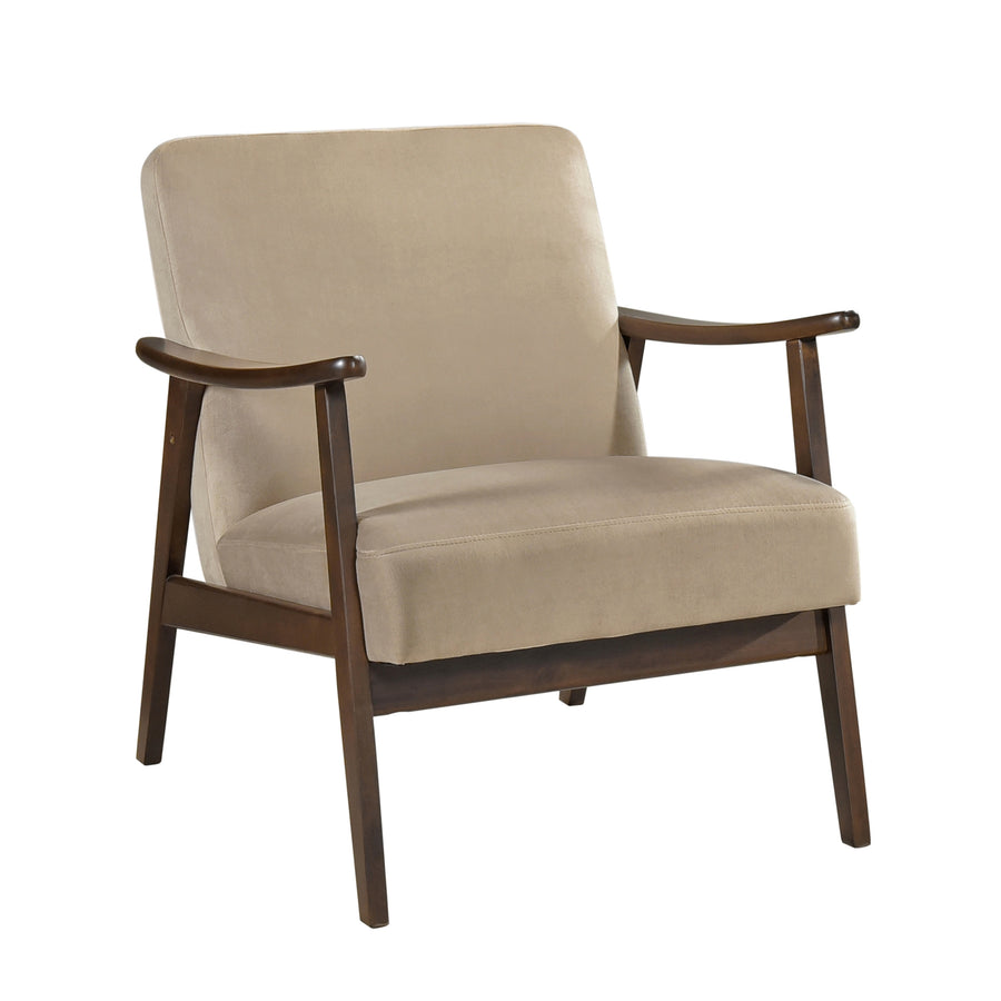 Light Brown Velvet Mid-Century Accent Chair - product image 1