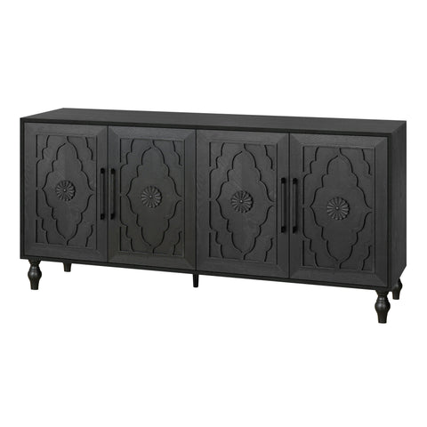 Carved Door Sideboard Buffet Cabinet, Black, view 11
