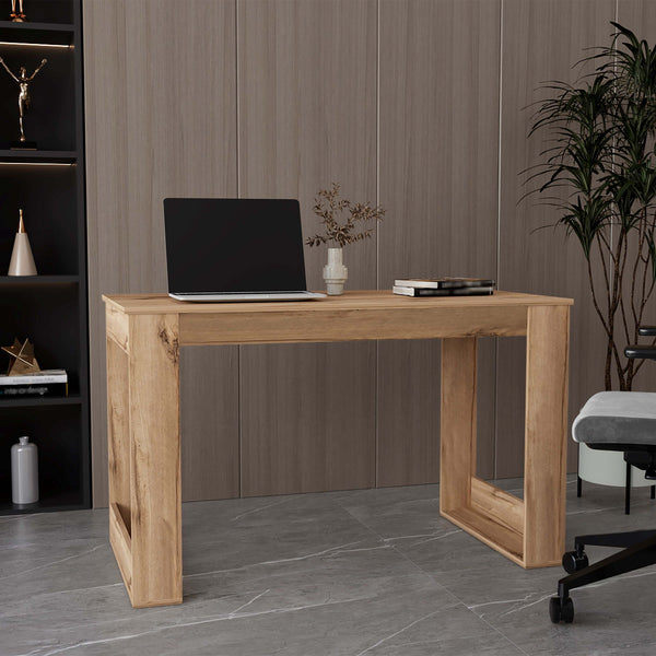 Computer Desk with Shelf, 47" Small Space Writing Desk, Smokey Oak