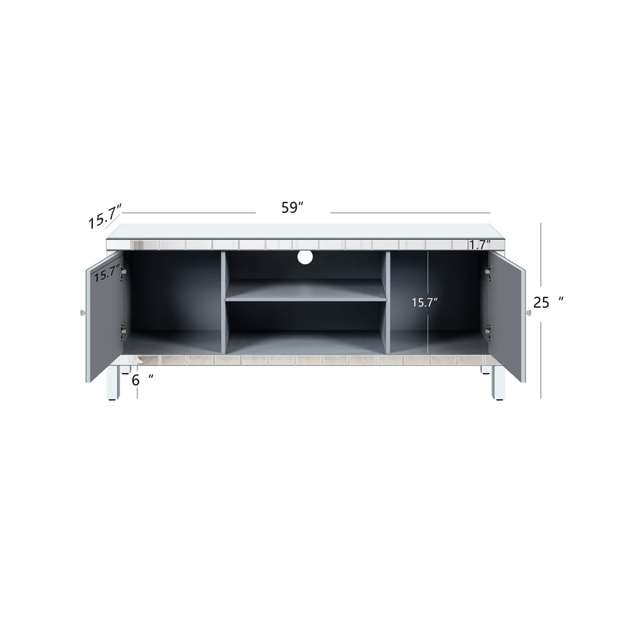 Mirrored TV Stand for TVs Up to 65", Silver, view 6