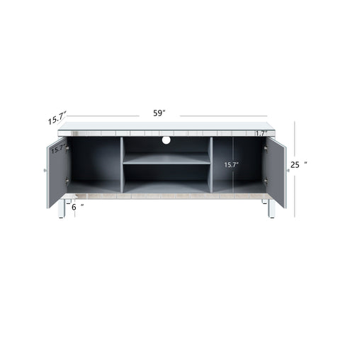 Mirrored TV Stand for TVs Up to 65", Silver, view 6