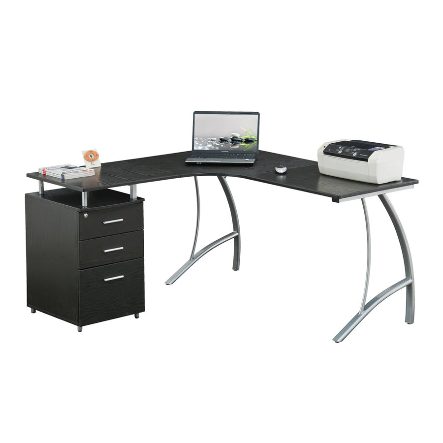 59" Espresso L-Shaped Desk with File Cabinet - product image 7