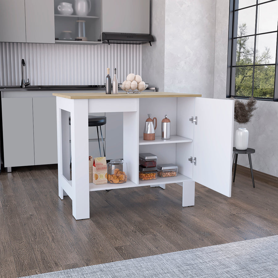 Atenea 41" White Kitchen Island with Cabinet & Shelf — alternate view 4