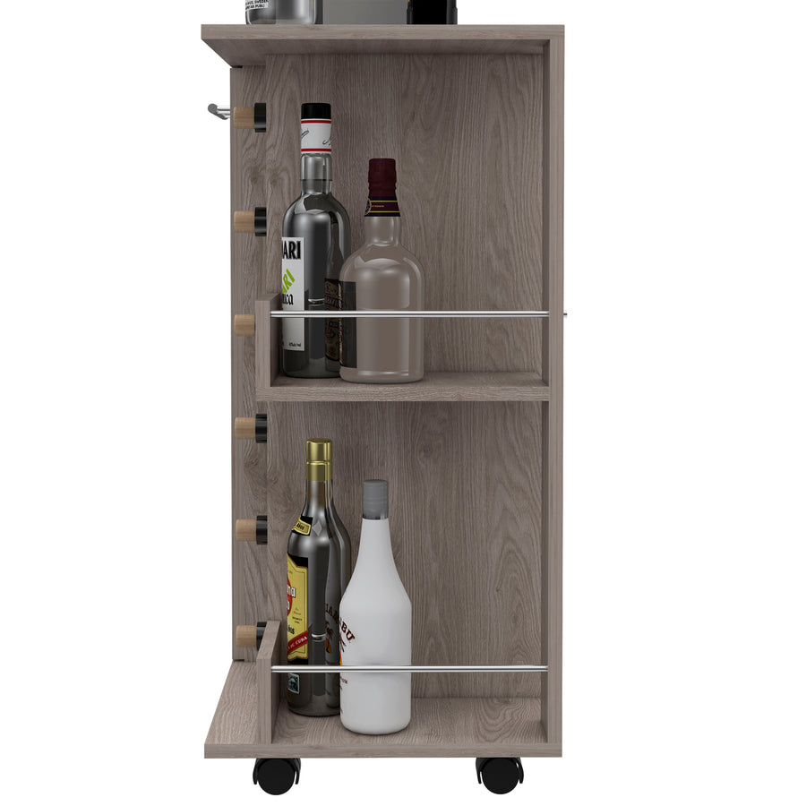 Light Gray Bar Cart with Wine Rack & Storage Cabinet — alternate view 6