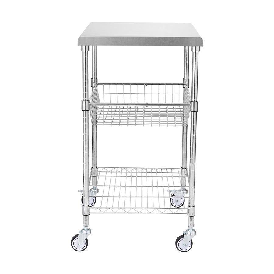 3-Tier Utility Cart Rolling Cart on Wheels 24'x20'x36.6' 470 LBS 6 Hooks