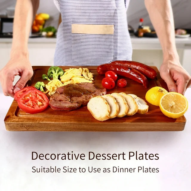 SKY LIGHT 木質切菜板、廚房用相思木切菜板、肉類水果和蔬菜用雙面熟食板