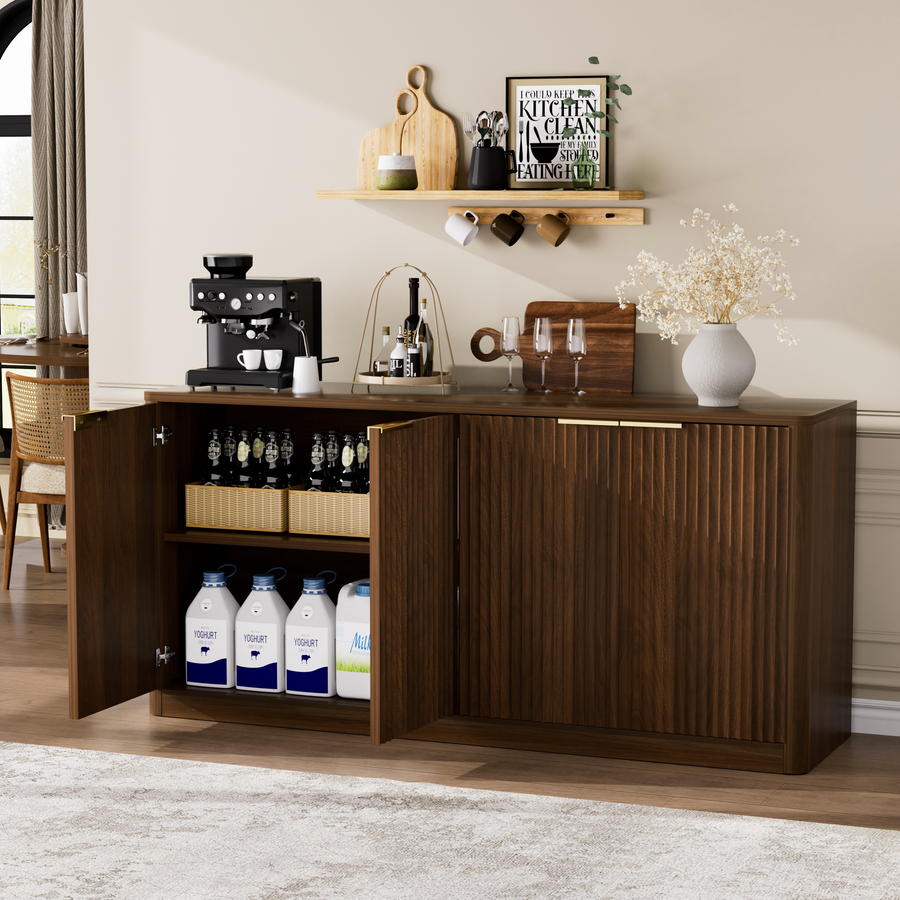Wavy Sideboard Buffet Cabinet, Walnut, view 4